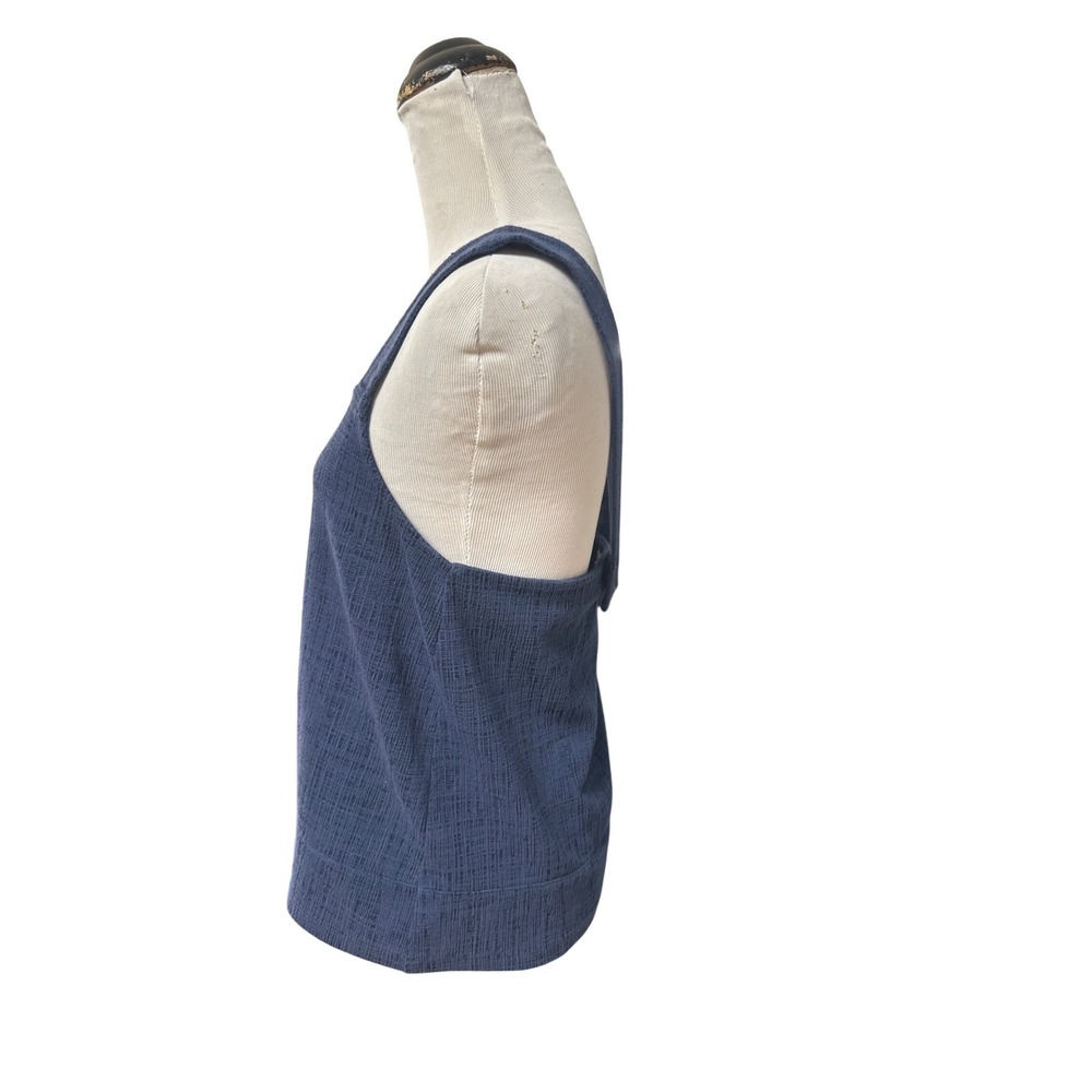 Madewell Navy Blue Textured Apron Tank Top Square Neck Button Back Small - Picture 3 of 6